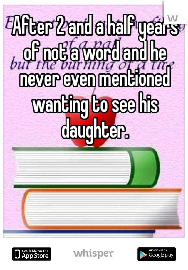 After 2 and a half years of not a word and he never even mentioned wanting to see his daughter. 