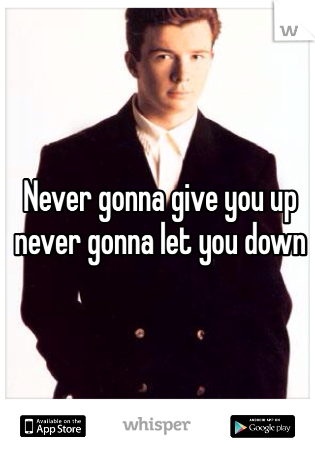 Never gonna give you up never gonna let you down 