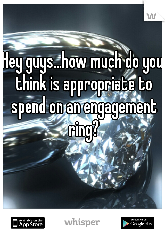 Hey guys...how much do you think is appropriate to spend on an engagement ring?