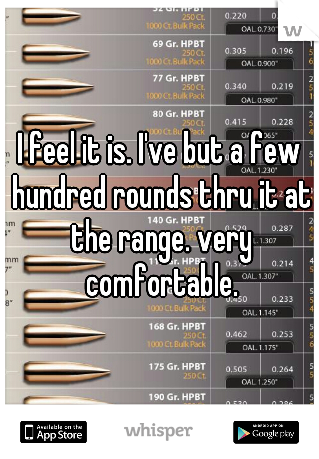 I feel it is. I've but a few hundred rounds thru it at the range. very comfortable.