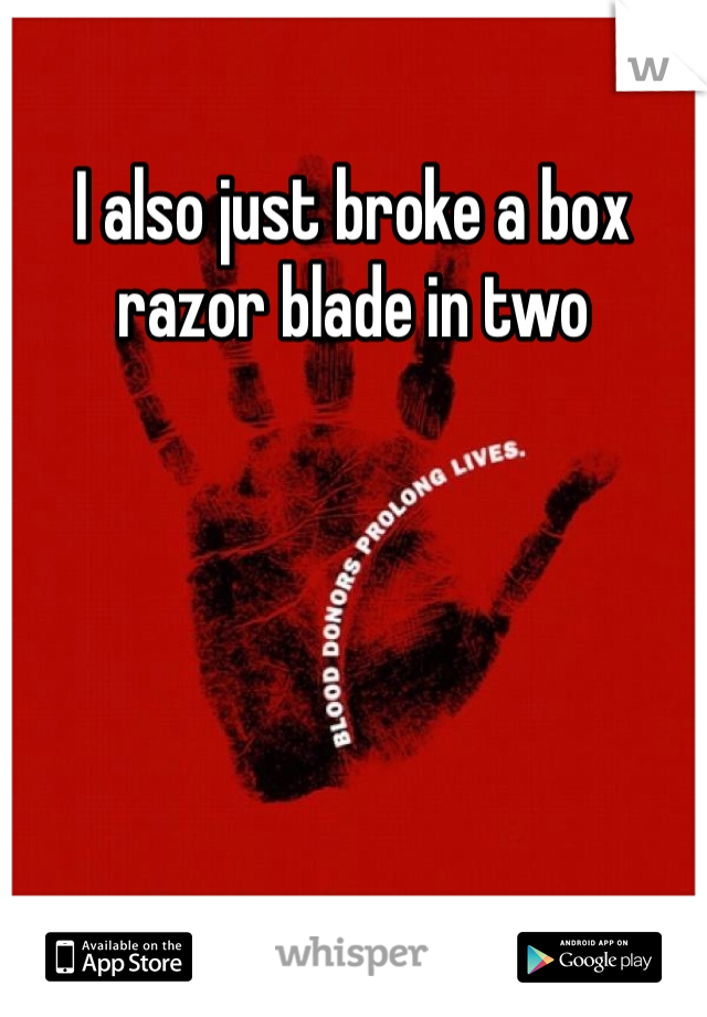 I also just broke a box razor blade in two 