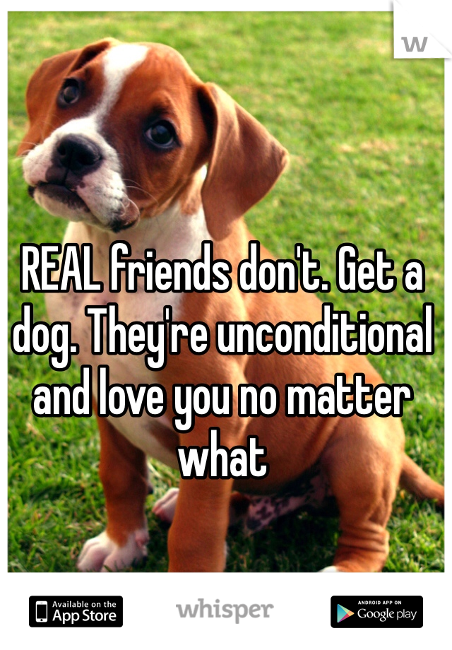 REAL friends don't. Get a dog. They're unconditional and love you no matter what