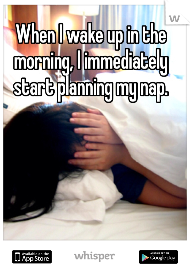 When I wake up in the morning, I immediately start planning my nap. 