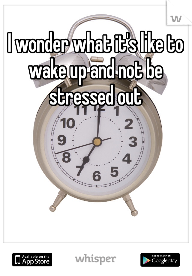 I wonder what it's like to wake up and not be stressed out 