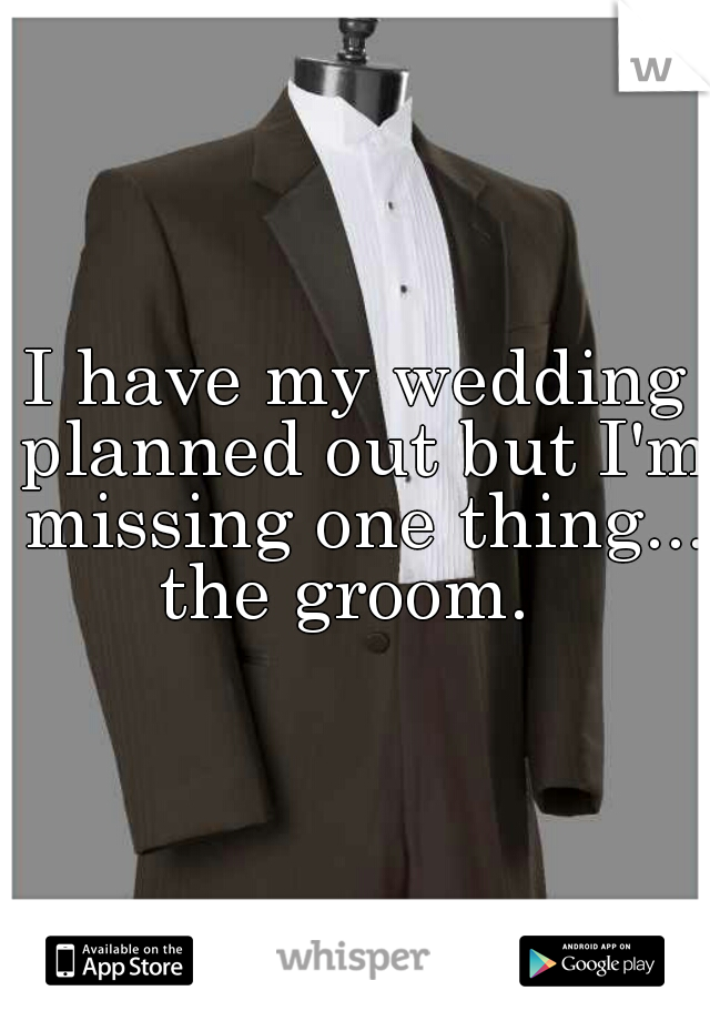 I have my wedding planned out but I'm missing one thing... 
 the groom.  