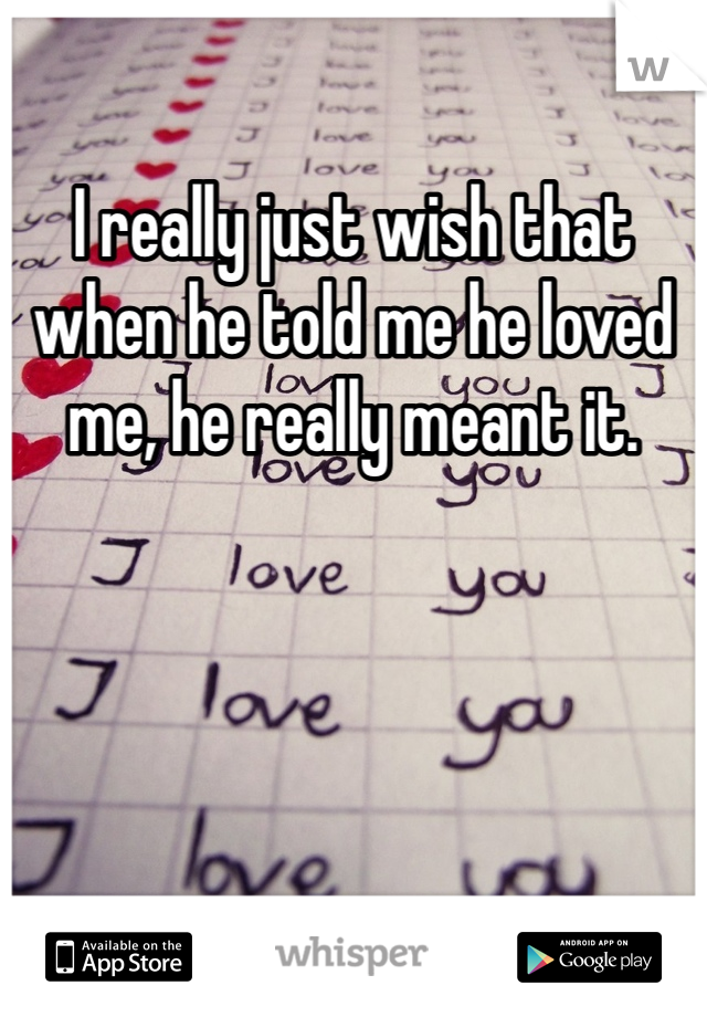 I really just wish that when he told me he loved me, he really meant it.