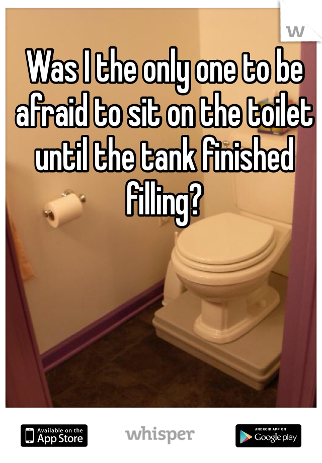 Was I the only one to be afraid to sit on the toilet until the tank finished filling? 