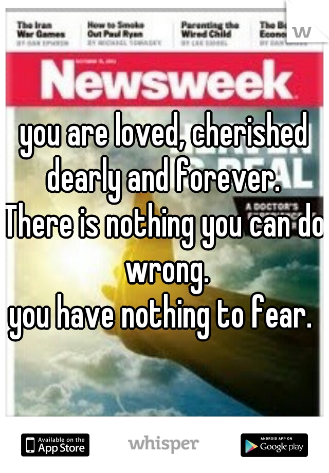 you are loved, cherished dearly and forever. 
There is nothing you can do wrong.
you have nothing to fear. 