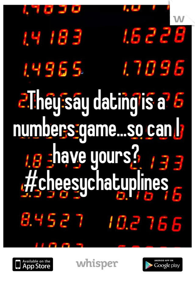 They say dating is a numbers game...so can I have yours? 
#cheesychatuplines
