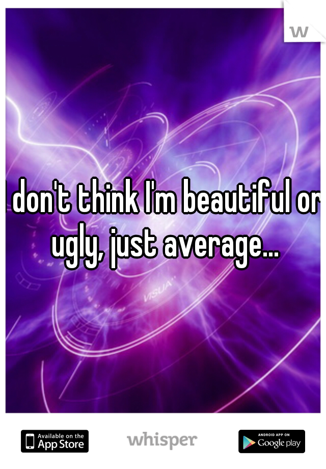 I don't think I'm beautiful or ugly, just average...