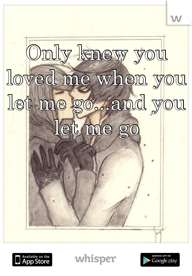 Only knew you loved me when you let me go...and you let me go