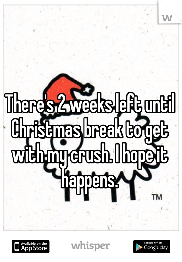 There's 2 weeks left until Christmas break to get with my crush. I hope it happens. 