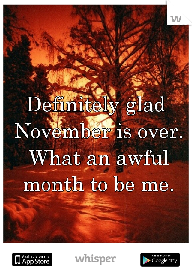 Definitely glad November is over. What an awful month to be me.