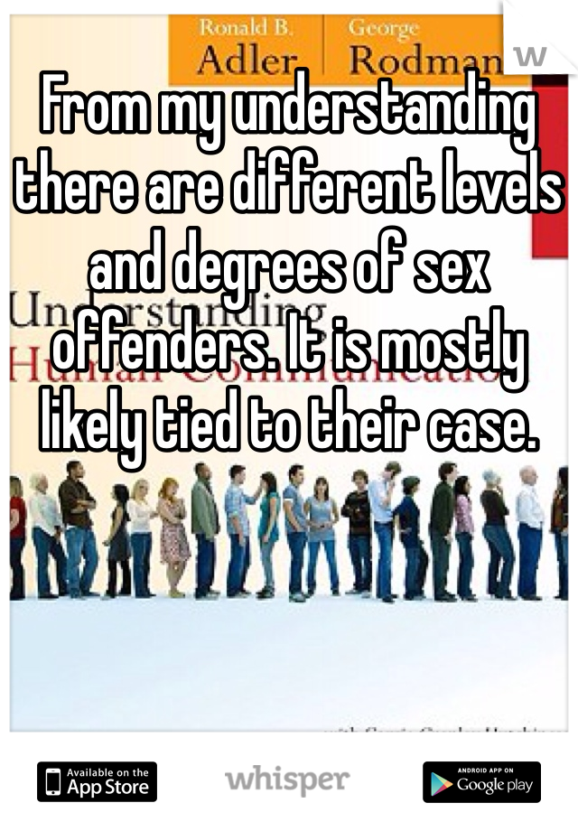 From my understanding there are different levels and degrees of sex offenders. It is mostly likely tied to their case. 