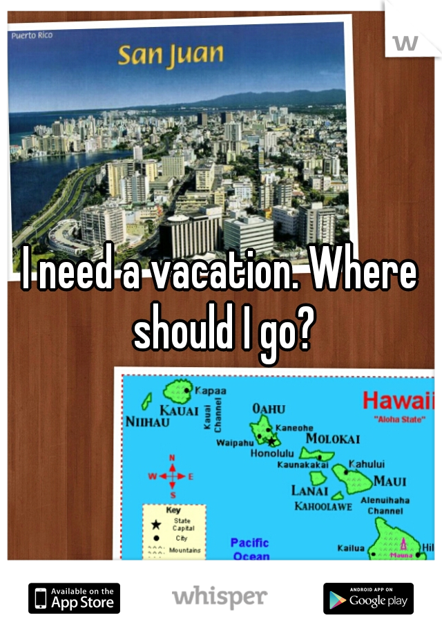 I need a vacation. Where should I go?