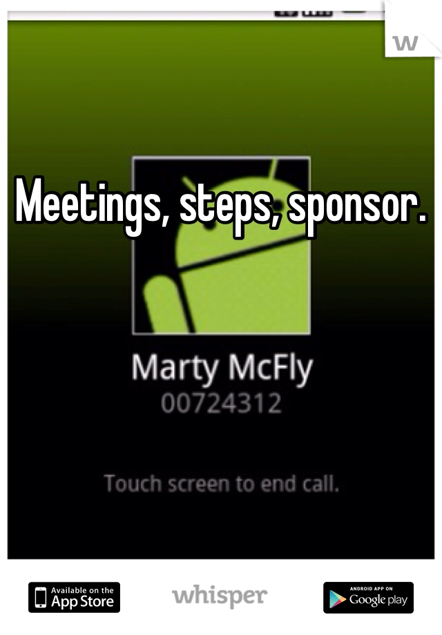 Meetings, steps, sponsor. 