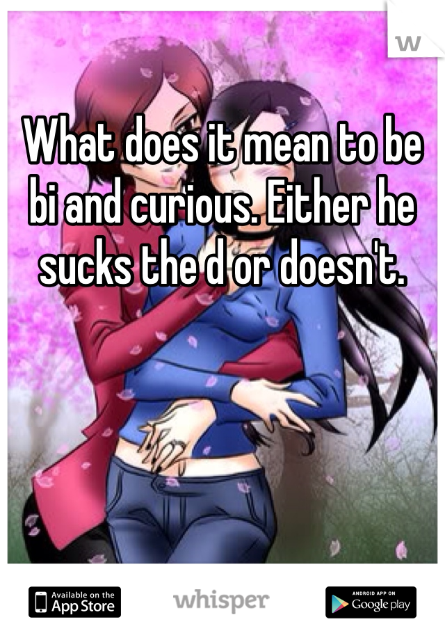 What does it mean to be bi and curious. Either he sucks the d or doesn't. 