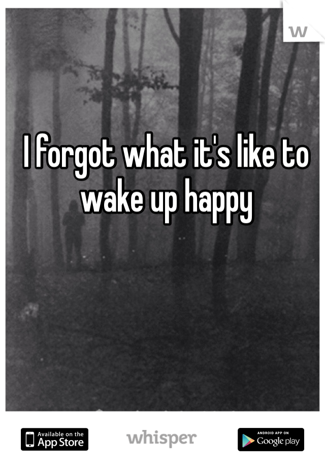 I forgot what it's like to wake up happy