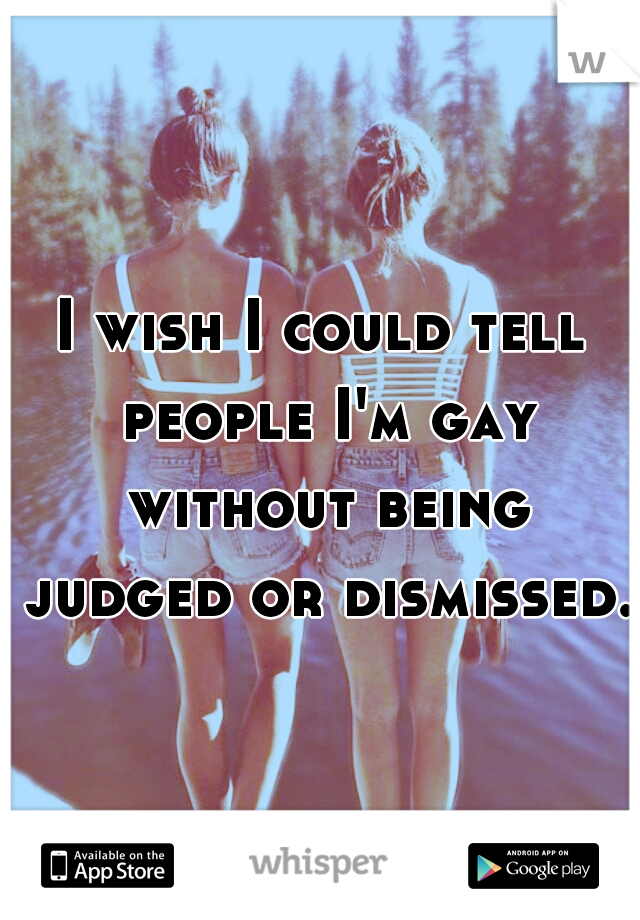 I wish I could tell people I'm gay without being judged or dismissed. 