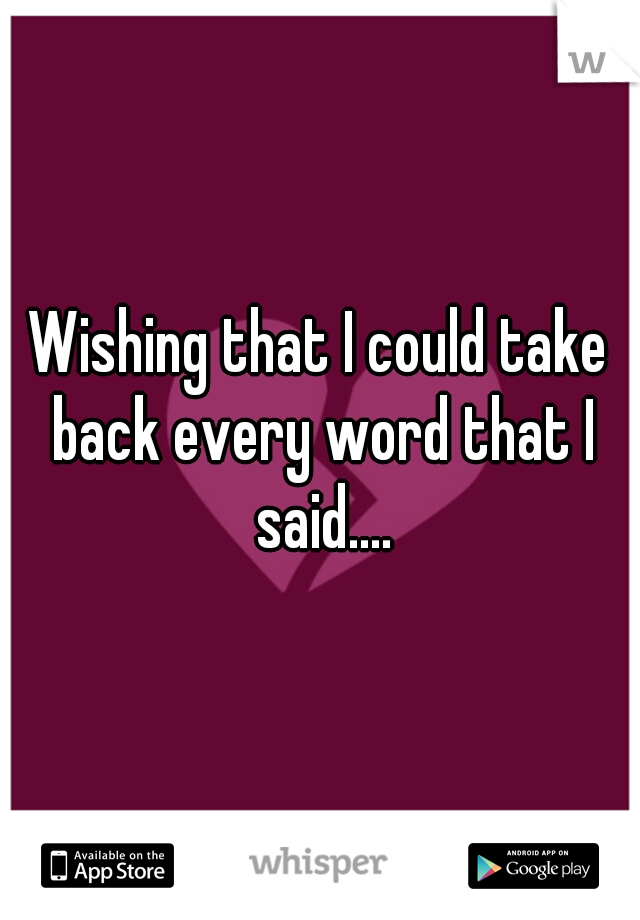 Wishing that I could take back every word that I said....