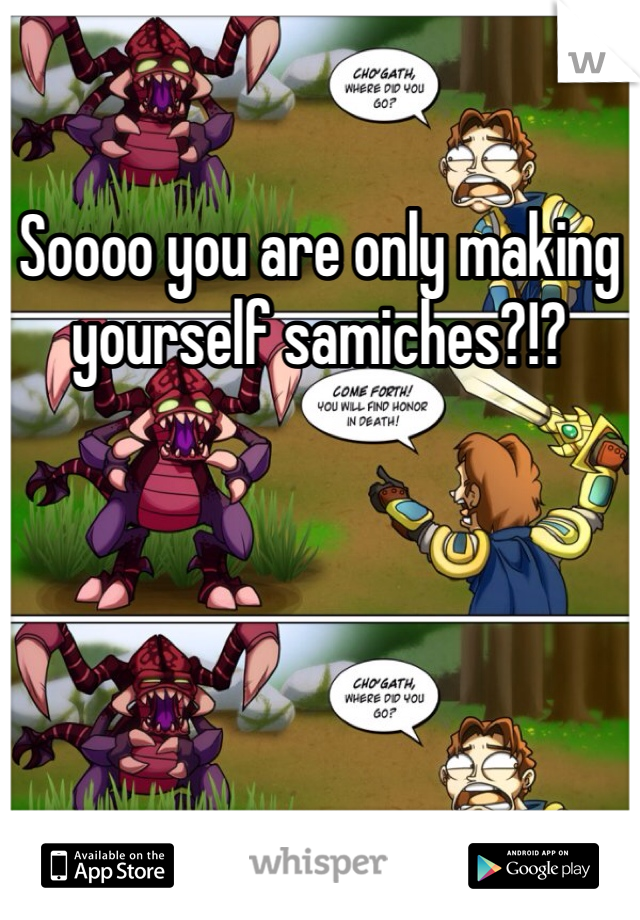 Soooo you are only making yourself samiches?!?