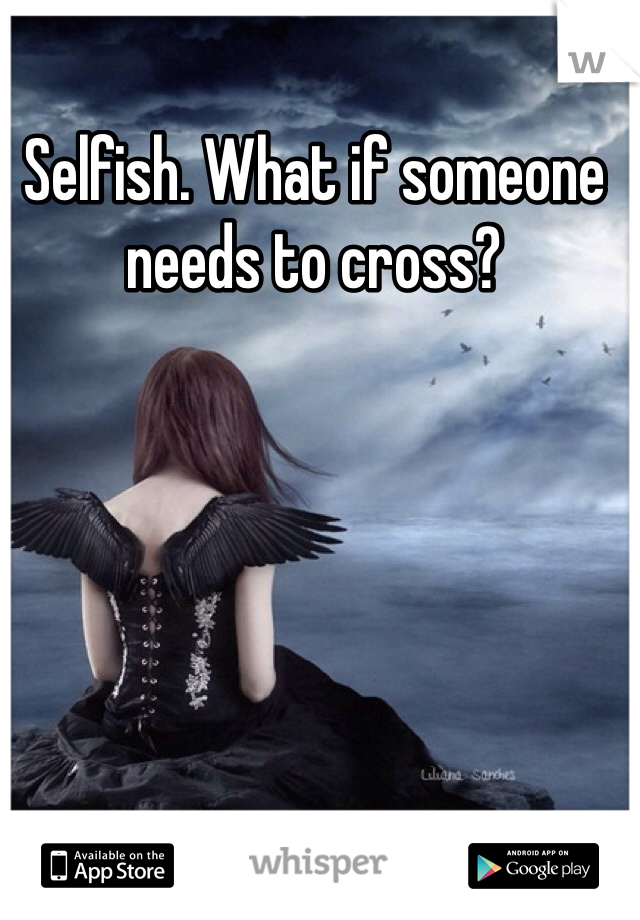 Selfish. What if someone needs to cross?