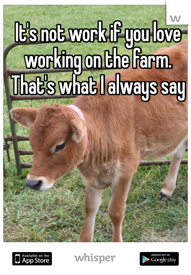 It's not work if you love working on the farm. That's what I always say