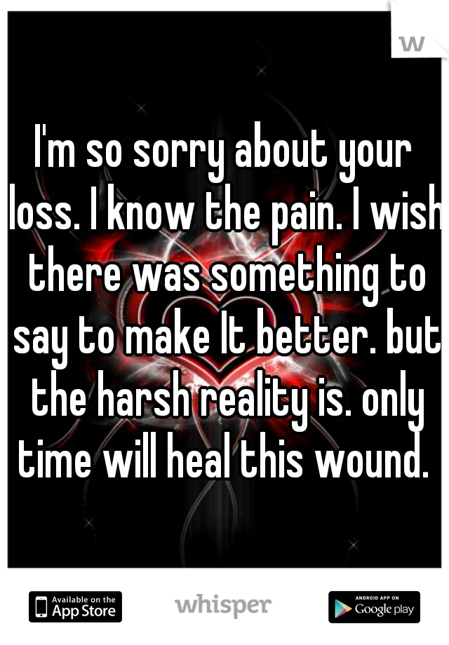 I'm so sorry about your loss. I know the pain. I wish there was something to say to make It better. but the harsh reality is. only time will heal this wound. 