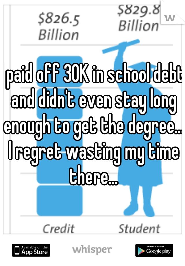 I paid off 30K in school debt and didn't even stay long enough to get the degree... I regret wasting my time there...
