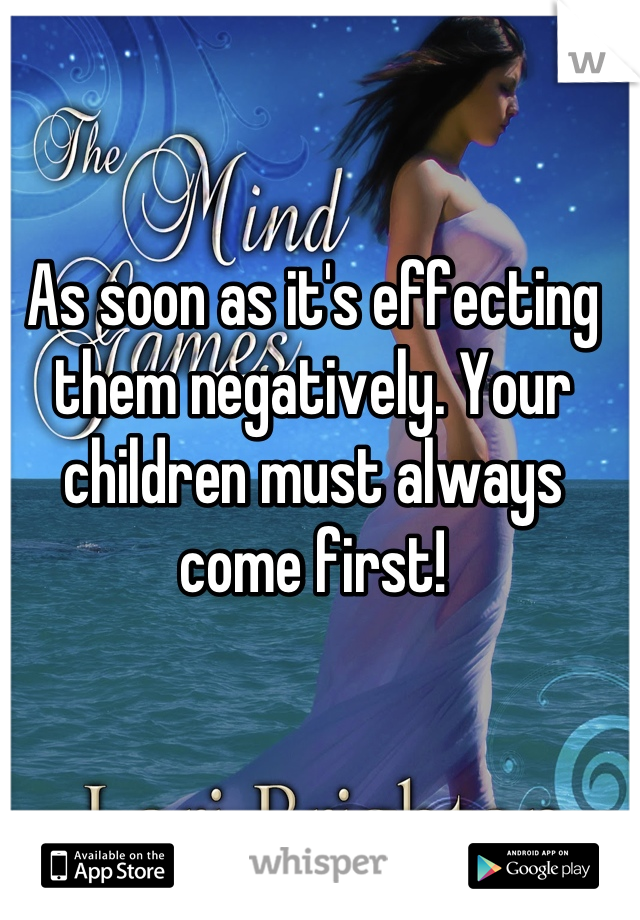 As soon as it's effecting them negatively. Your children must always come first!