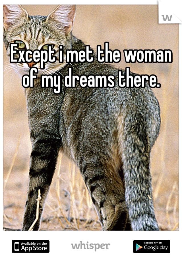 Except i met the woman of my dreams there.