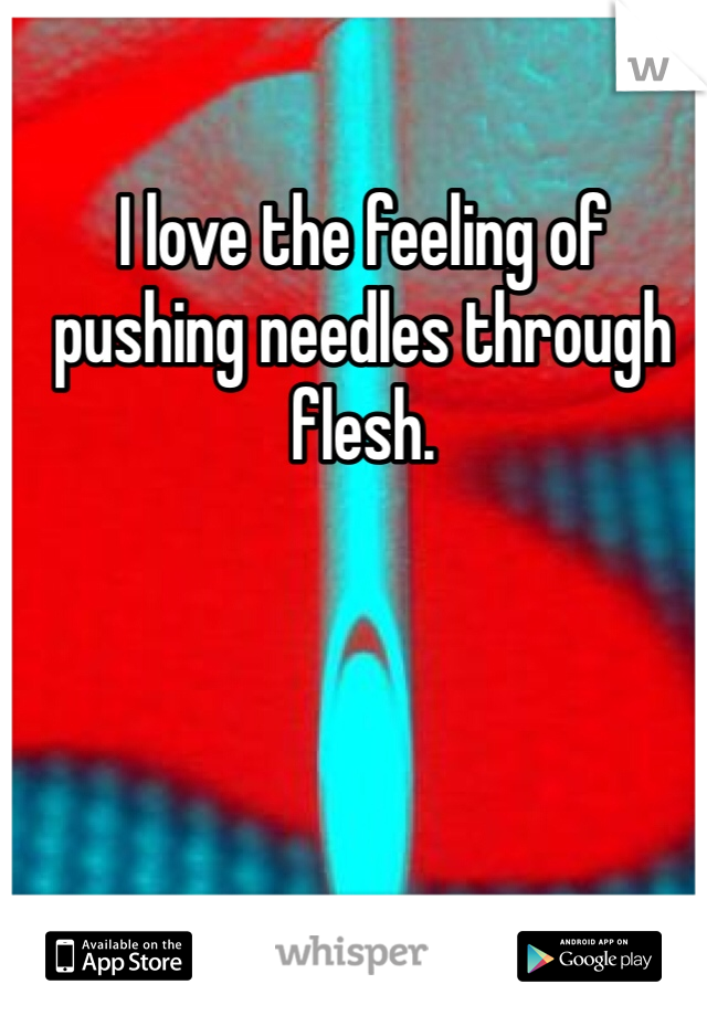 I love the feeling of pushing needles through flesh. 