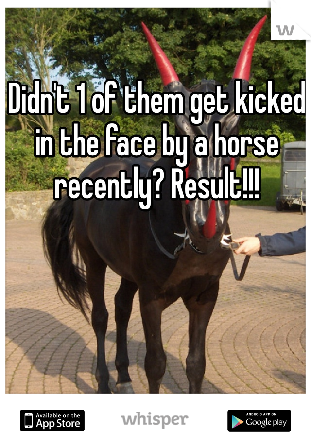 Didn't 1 of them get kicked in the face by a horse recently? Result!!!