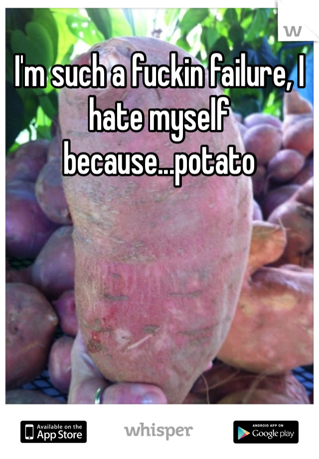 I'm such a fuckin failure, I hate myself because...potato