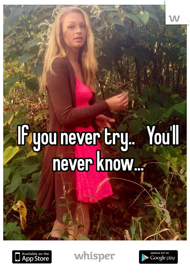 If you never try..   You'll never know...  