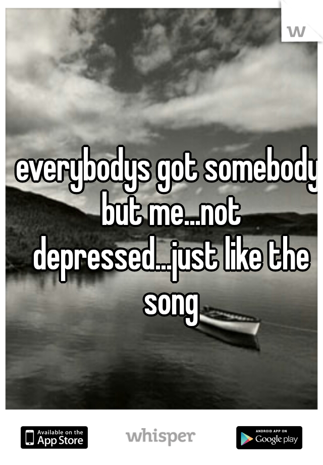everybodys got somebody but me...not depressed...just like the song