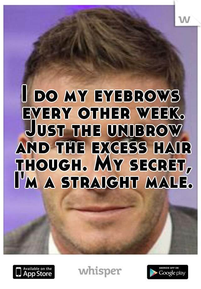 I do my eyebrows every other week. Just the unibrow and the excess hair though. My secret, I'm a straight male.