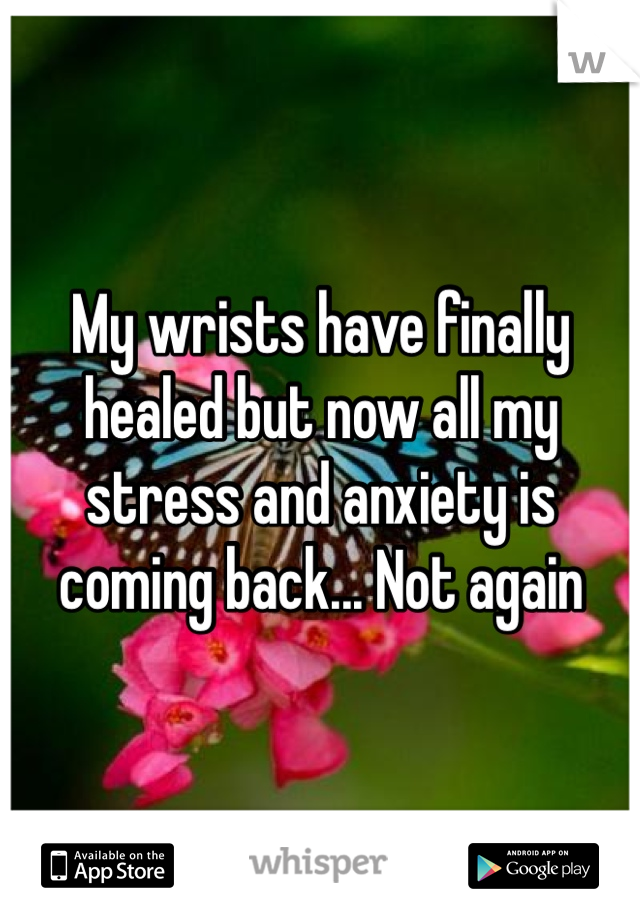My wrists have finally healed but now all my stress and anxiety is coming back... Not again 