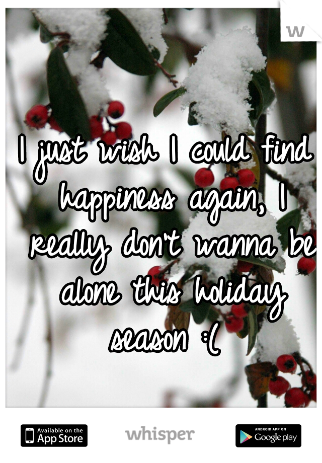 I just wish I could find happiness again, I really don't wanna be alone this holiday season :( 