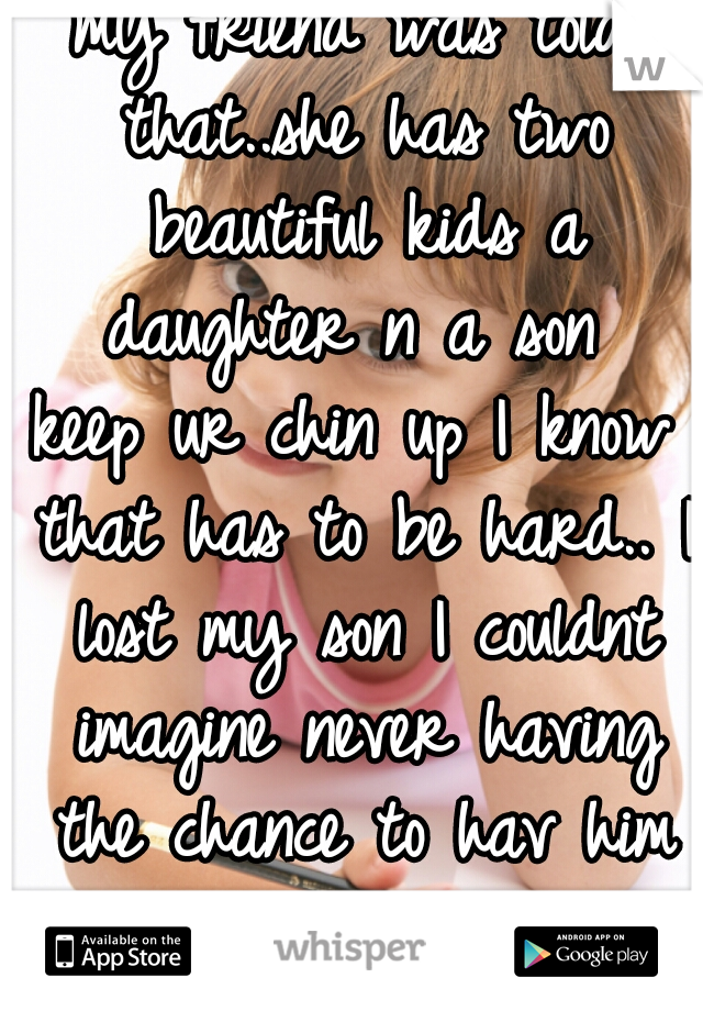 my friend was told that..she has two beautiful kids a daughter n a son 
keep ur chin up I know that has to be hard.. I lost my son I couldnt imagine never having the chance to hav him .. stay strong