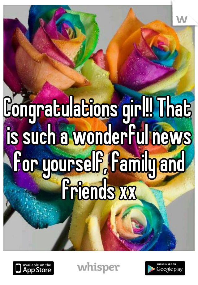 Congratulations girl!! That is such a wonderful news for yourself, family and friends xx