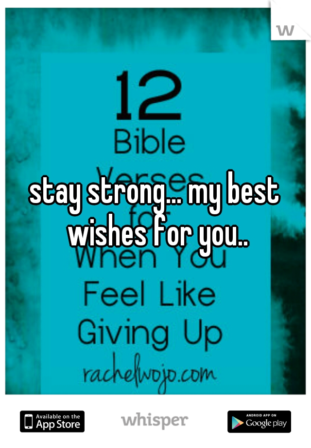 stay strong... my best wishes for you..