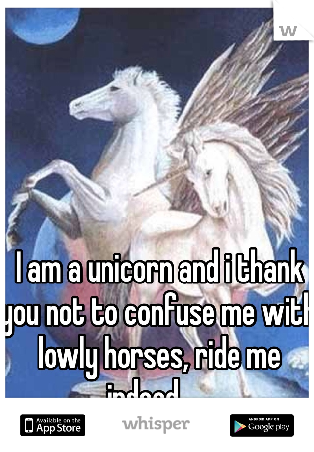 I am a unicorn and i thank you not to confuse me with lowly horses, ride me indeed......