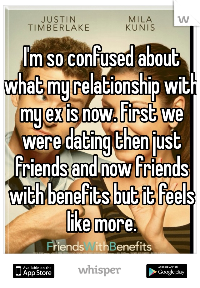I'm so confused about what my relationship with my ex is now. First we were dating then just friends and now friends with benefits but it feels like more. 
