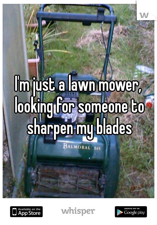 I'm just a lawn mower, looking for someone to sharpen my blades