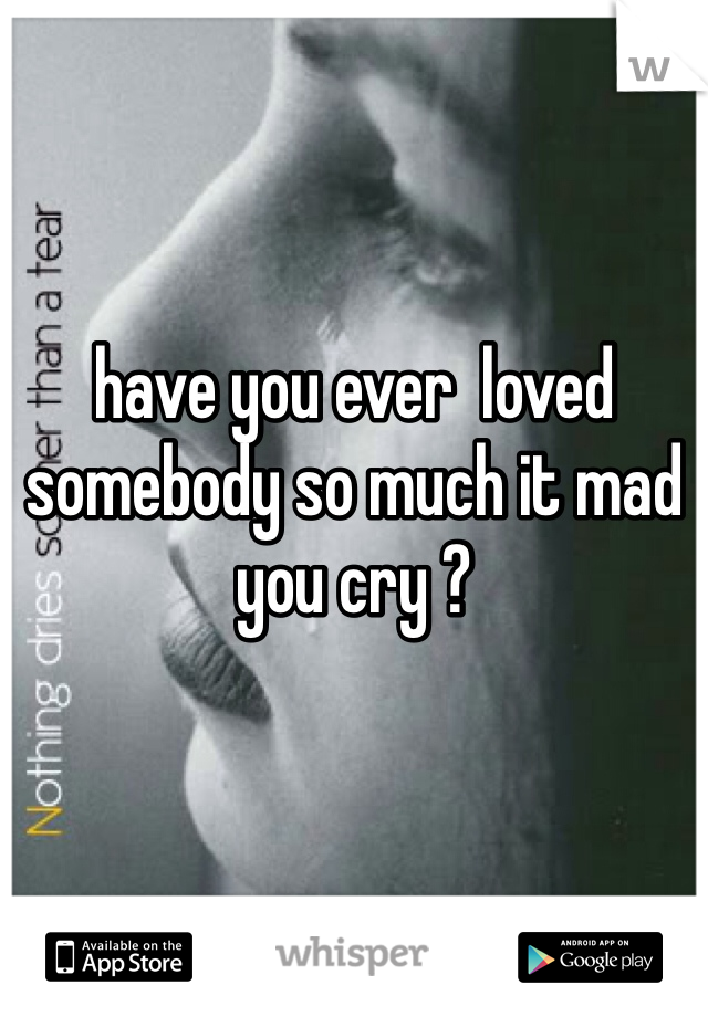have you ever  loved somebody so much it mad you cry ?