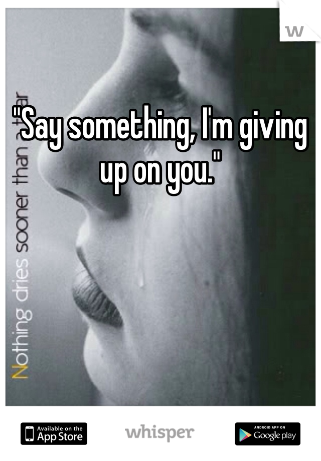 "Say something, I'm giving up on you."