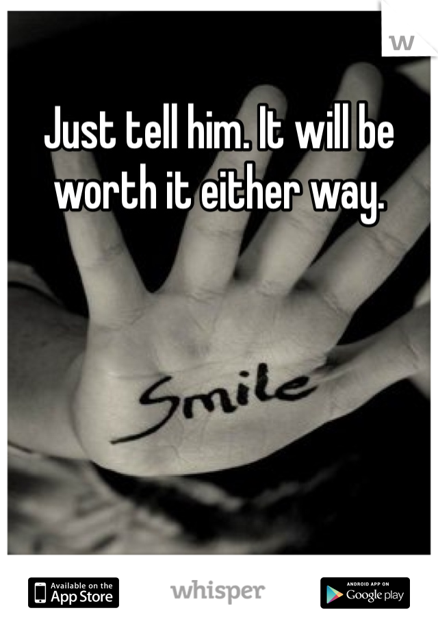 Just tell him. It will be worth it either way. 