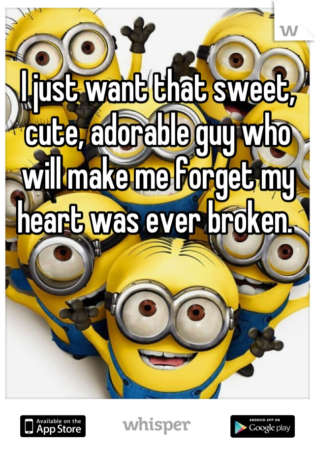 I just want that sweet, cute, adorable guy who will make me forget my heart was ever broken. 
