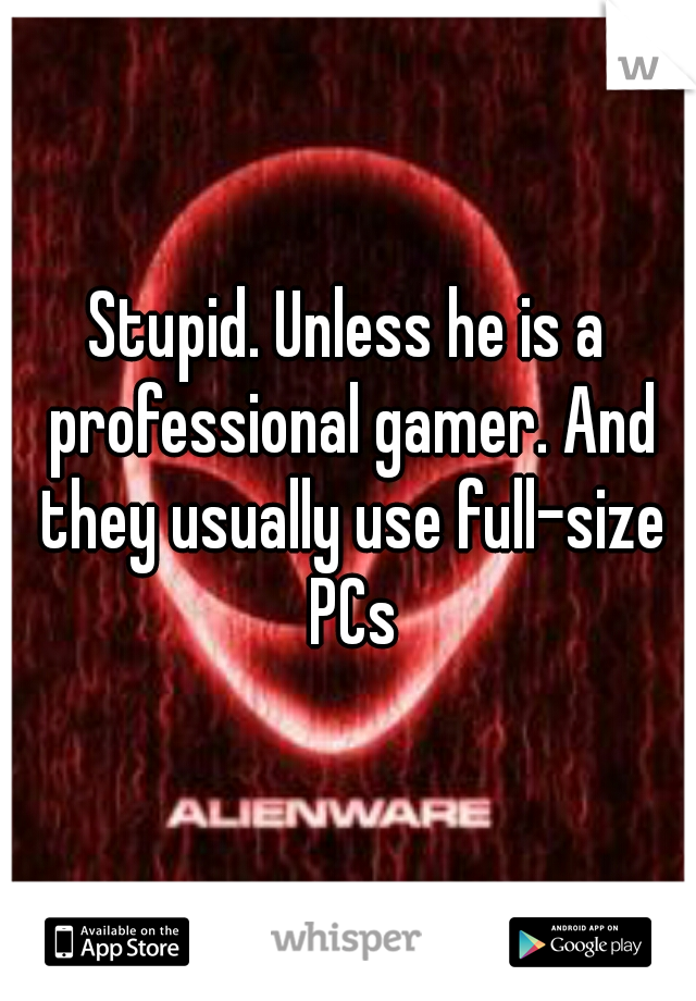 Stupid. Unless he is a professional gamer. And they usually use full-size PCs